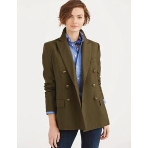 Polo Ralph Lauren Army Green Olive Double Breasted Military Jacket Blazer 0 XS